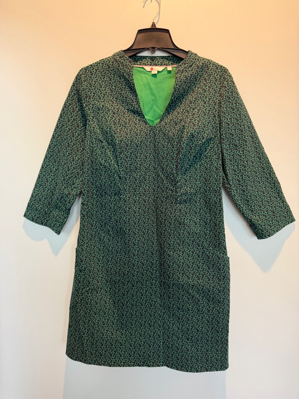 Boden French Navy Sweet Petal Elizabeth Pocket V neck green Dress